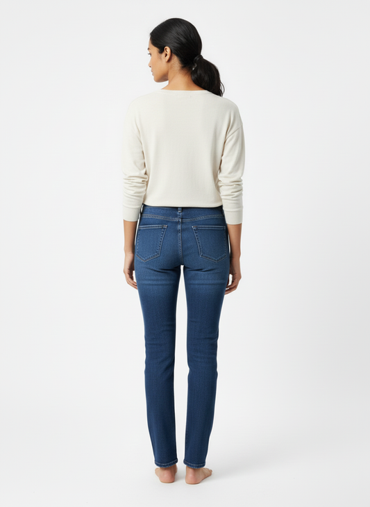 Women's Mid Blue High-Rise Slim Fit Jeans