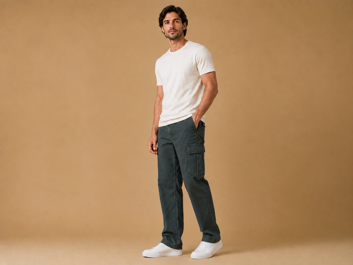 POE Vincy Denim Cargos- Olive