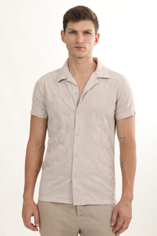 POE Flake Beige - Dyed Embroidered Shirt