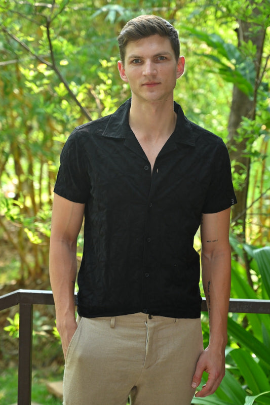 POE Flake Black - Dyed Embroidered Shirt