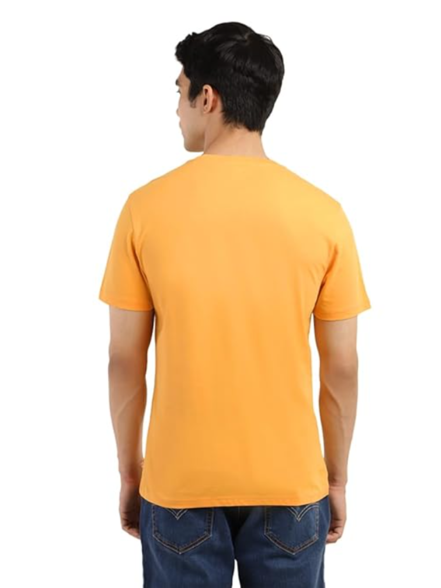 Levi's Men Printed Round Neck Pure Cotton Yellow T-Shirt