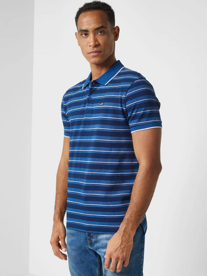 Levi's Mens Mid Indigo Stripe Polo T-Shirt