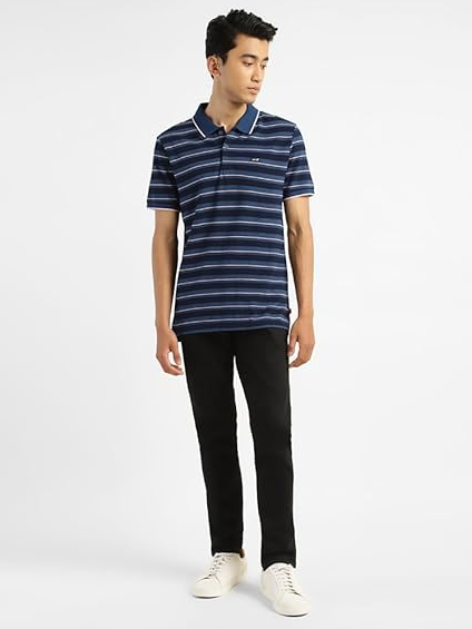 Levi's Mens Mid Indigo Stripe Polo T-Shirt