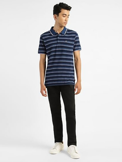 Levi's Mens Mid Indigo Stripe Polo T-Shirt
