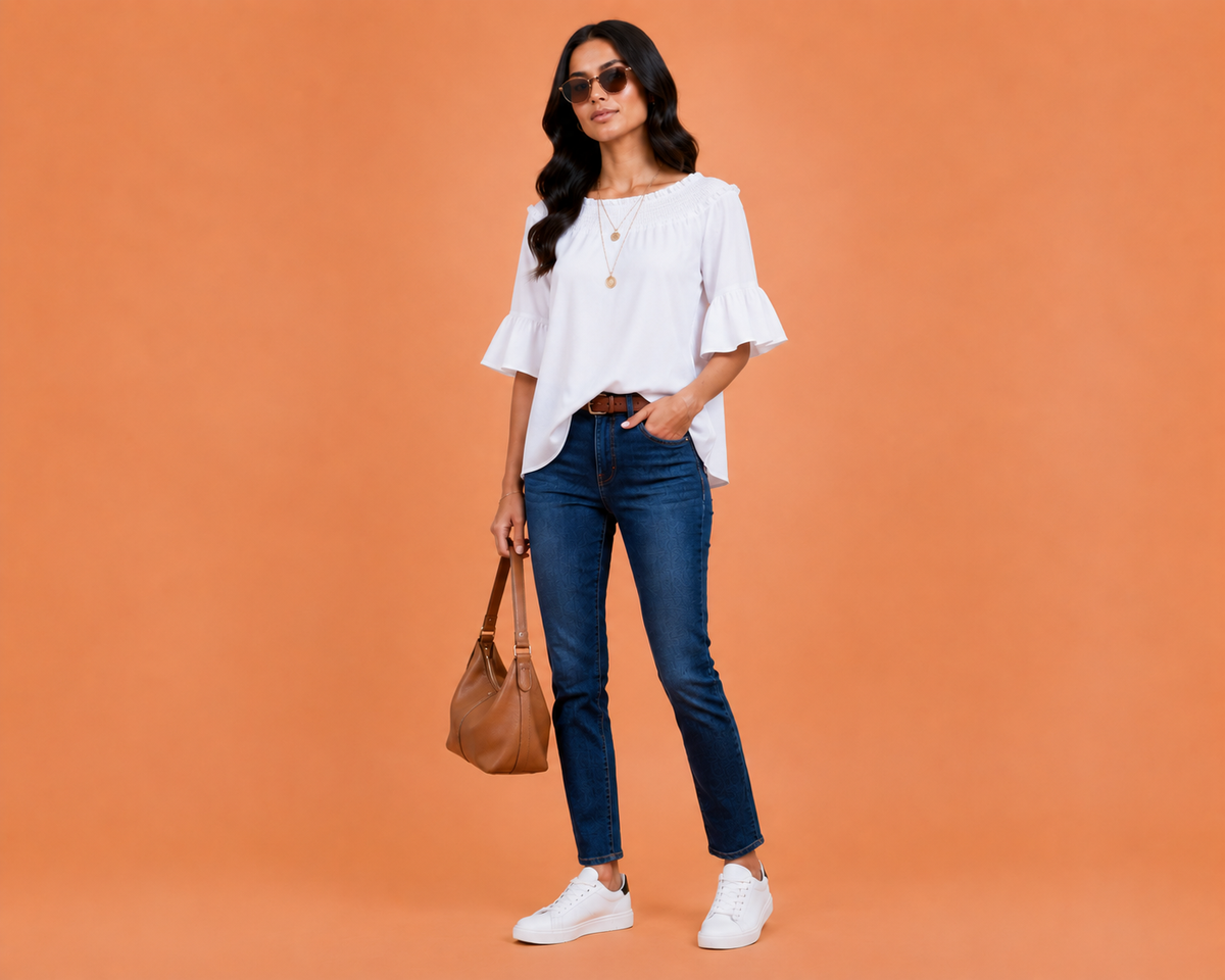 Desi Belle Women's Regular Tops - White