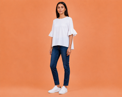 Desi Belle Women's Regular Tops - White