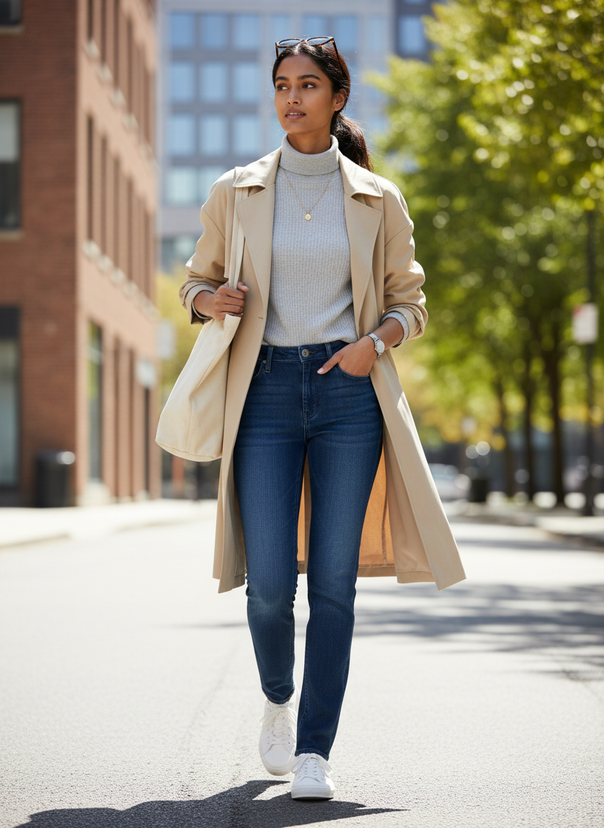 Women's Mid Blue High-Rise Slim Fit Jeans