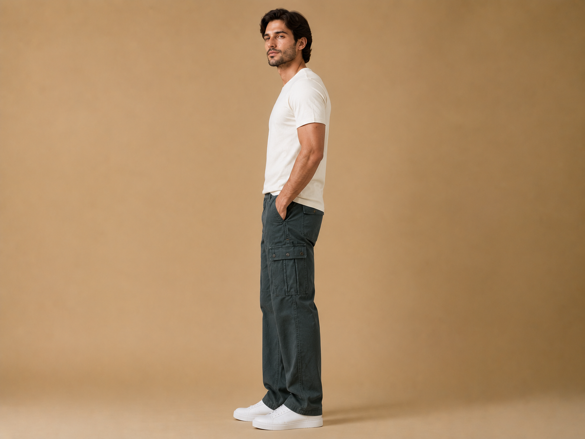 POE Vincy Denim Cargos- Olive
