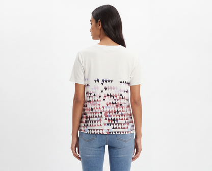 Wrangler Women's White Geometric Triangle Print T-Shirt