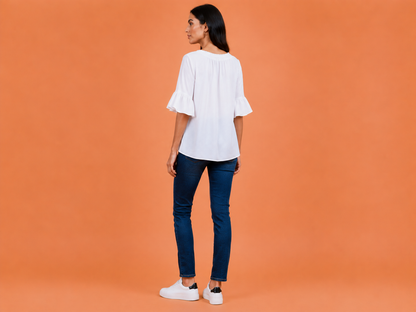 Desi Belle Women's Regular Tops - White