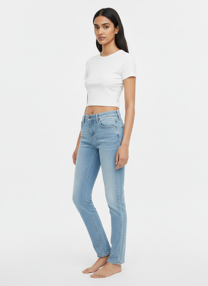 Wrangler Women's Light Blue High-Rise Slim-Fit Jeans