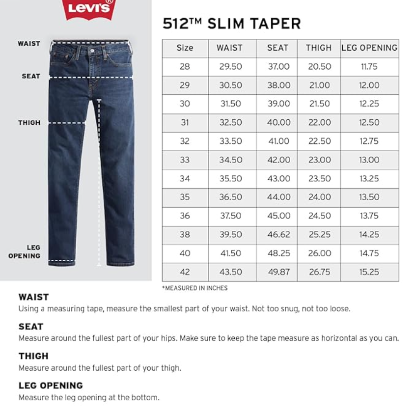 Levi's Men's 512 Slim Tapered Fit Low Rise Stretchable Jeans