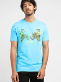 Levi's Men Graphic Print Crew Neck Pure Cotton Blue T-Shirt