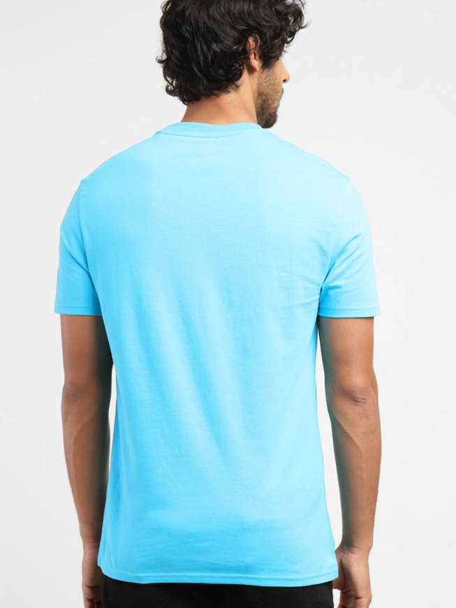 Levi's Men Graphic Print Crew Neck Pure Cotton Blue T-Shirt