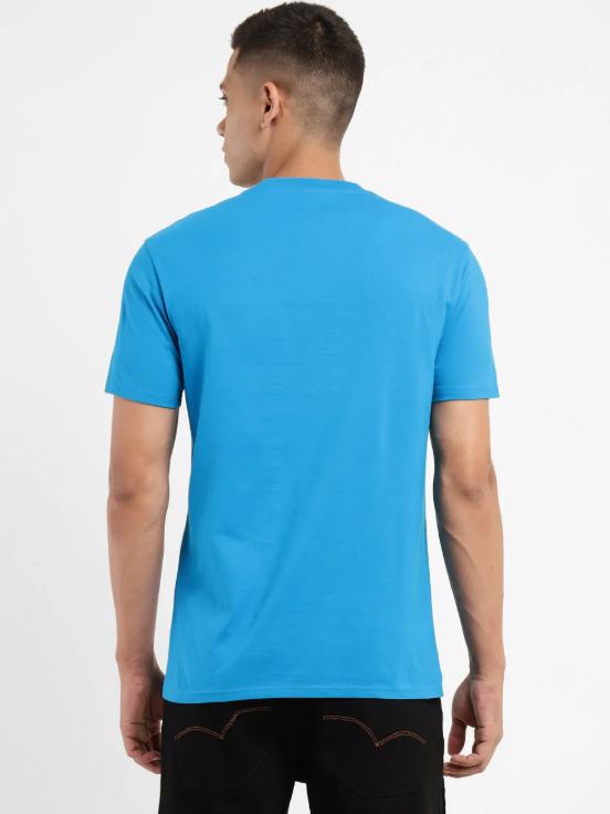 Levi's Men Printed, Typography Round Neck Pure Cotton Blue T-Shirt