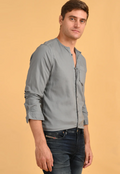 POE Domonic - Cotton Dobby Solid Shirt - Grey