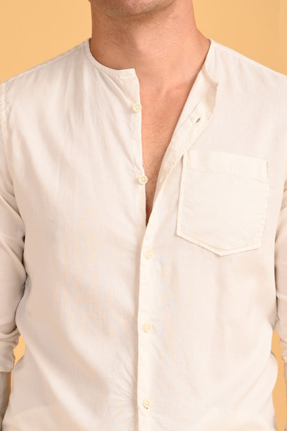 POE Domonic - Cotton Dobby Solid Shirt - Lemon