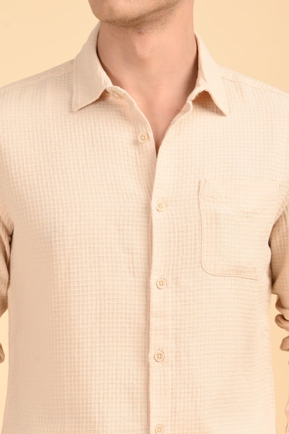 POE Eclipse - Square Dobby Solid Shirt - Beige