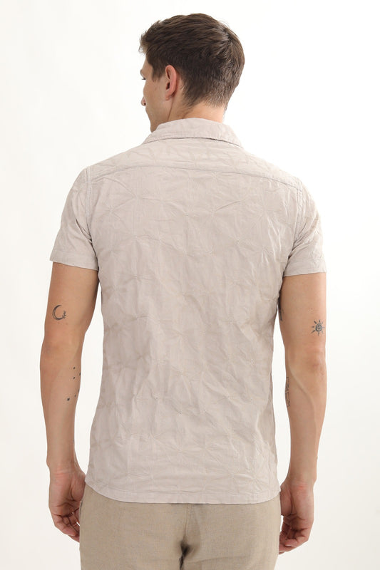 POE Flake Beige - Dyed Embroidered Shirt