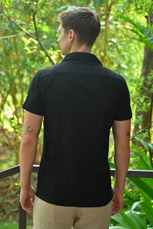 POE Flake Black - Dyed Embroidered Shirt