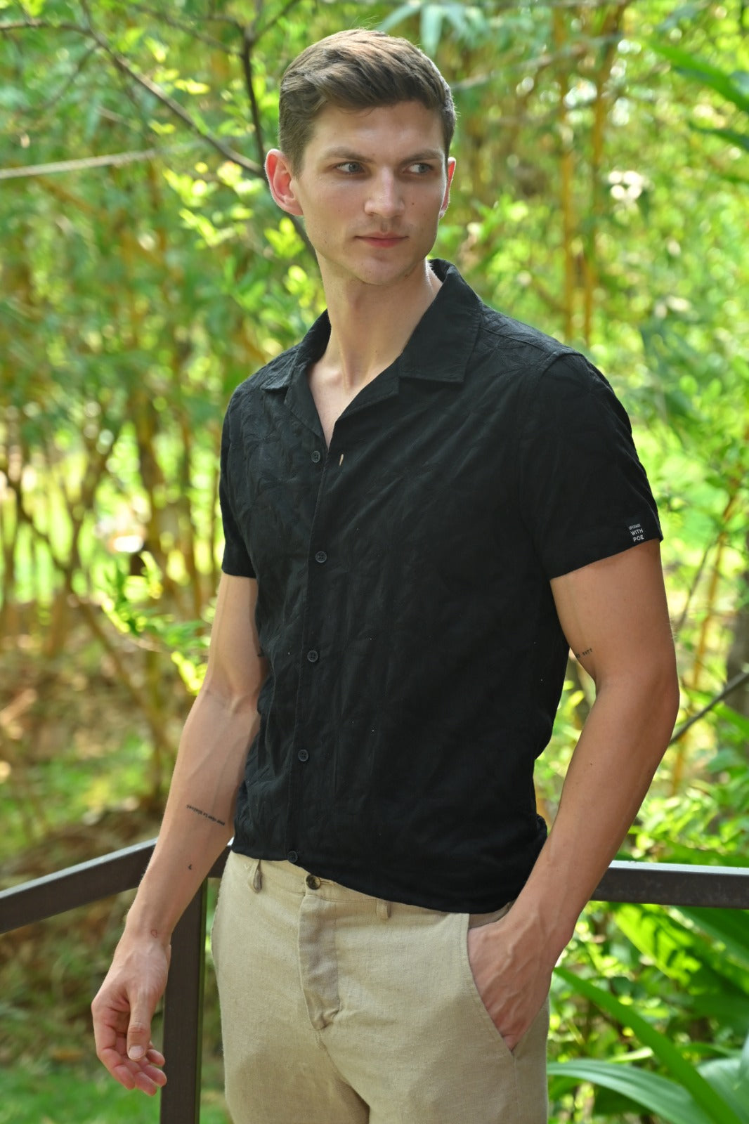POE Flake Black - Dyed Embroidered Shirt