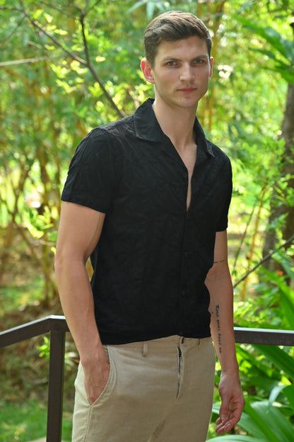 POE Flake Black - Dyed Embroidered Shirt