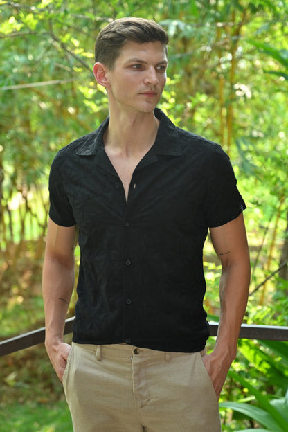 POE Flake Black - Dyed Embroidered Shirt