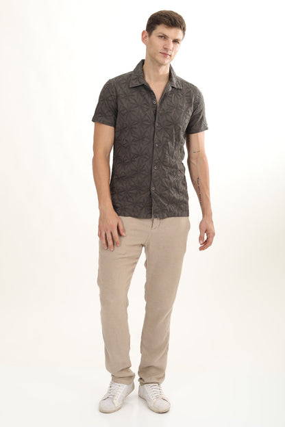 POE Flake Grey- Dyed Embroidered Shirt