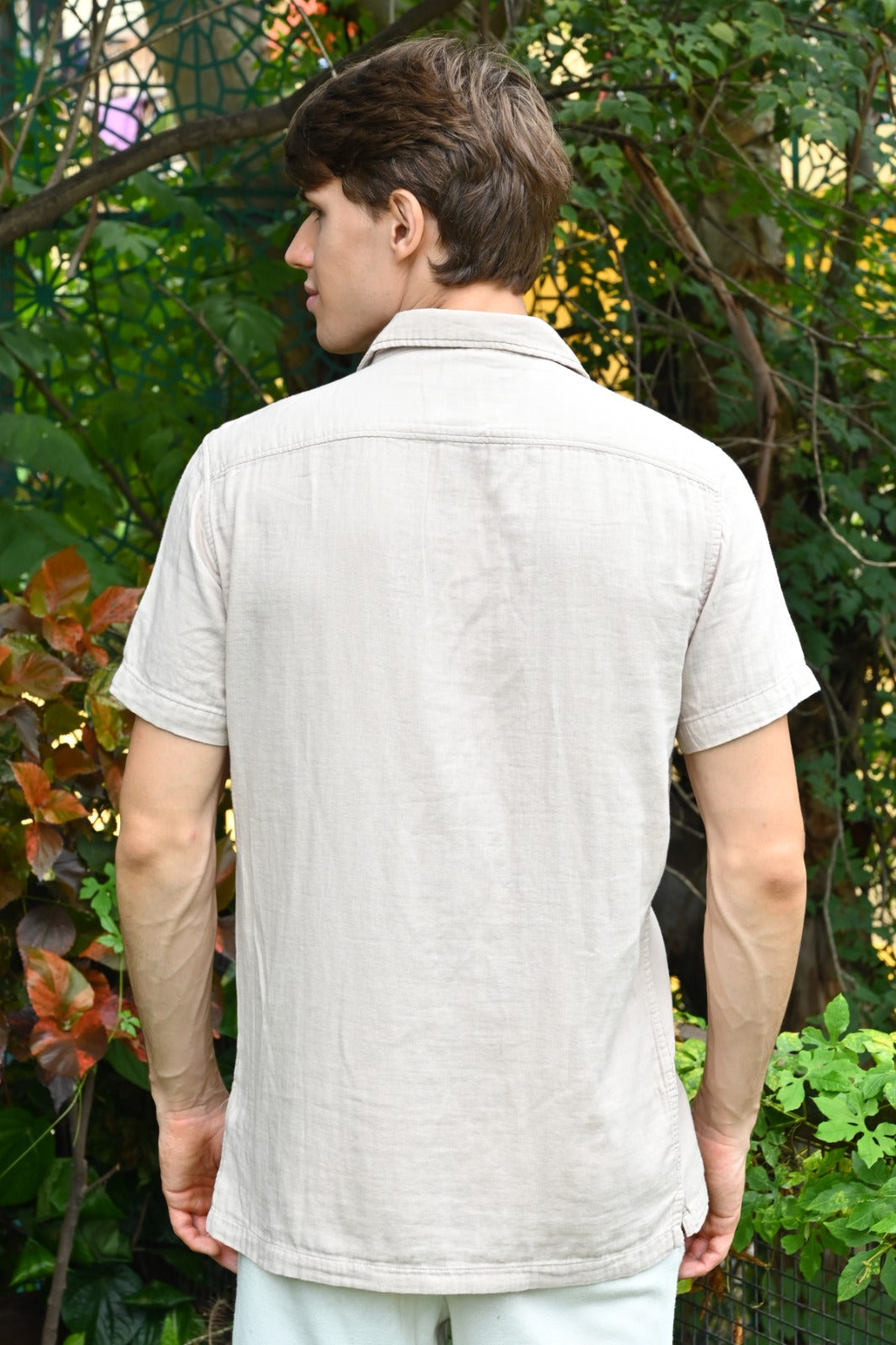 POE Robin - Double Layered Solid Shirt - Beige