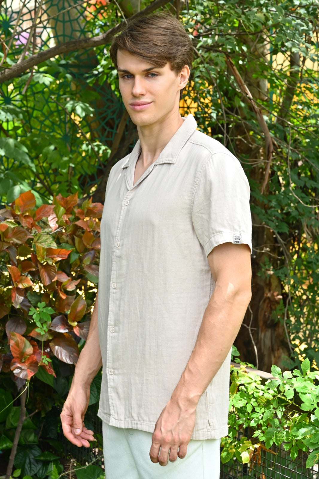 POE Robin - Double Layered Solid Shirt - Beige