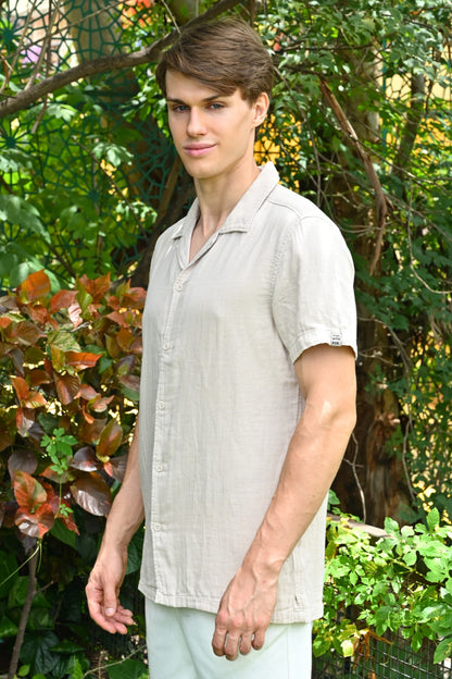 POE Robin - Double Layered Solid Shirt - Beige