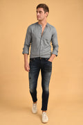 POE Robin - Double Layered Solid Shirt - Dk Grey
