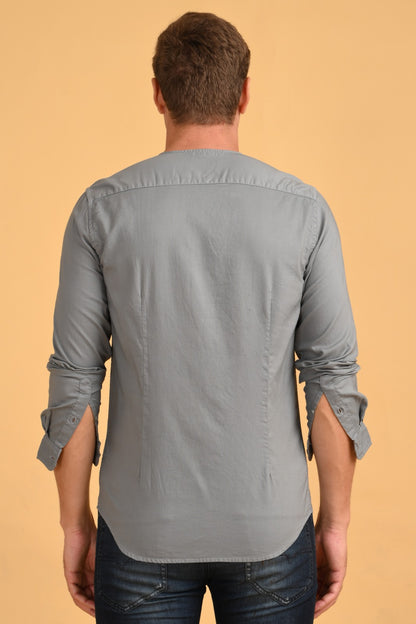 POE Robin - Double Layered Solid Shirt - Dk Grey